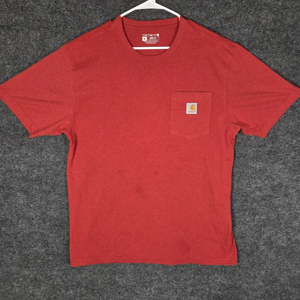 Carhartt Men's K87 Pocket T Shirt Medium Red Loose Fit Short Sleeve Workwear Tee